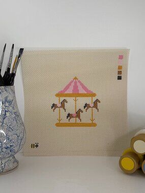 Horse Carousel Needlepoint Canvas (13ct)